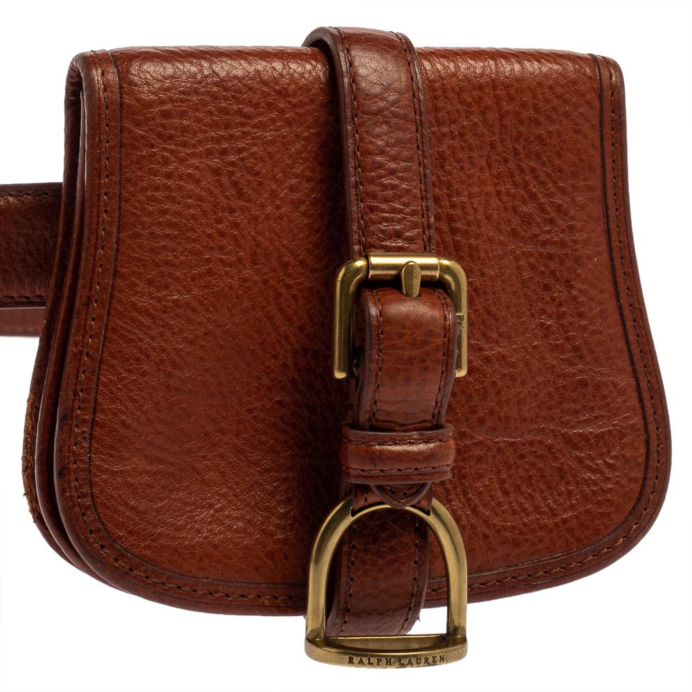 Braune Leder-Mini-Tasche von Ralph Lauren 6