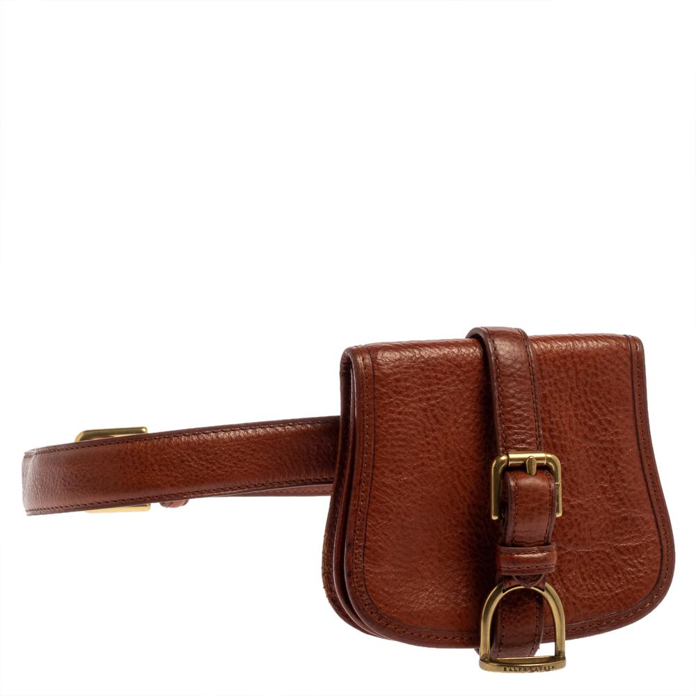 Braune Leder-Mini-Tasche von Ralph Lauren im Zustand „Gut“ in Dubai, Al Qouz 2