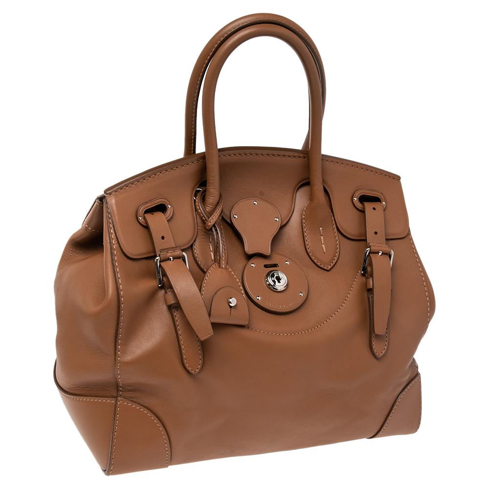 Brown Ralph Lauren Tan Leather Ricky Satchel