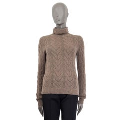 RALPH LAUREN taupe cashmere LACEY CABLE KNIT TURTLENECK Sweater S