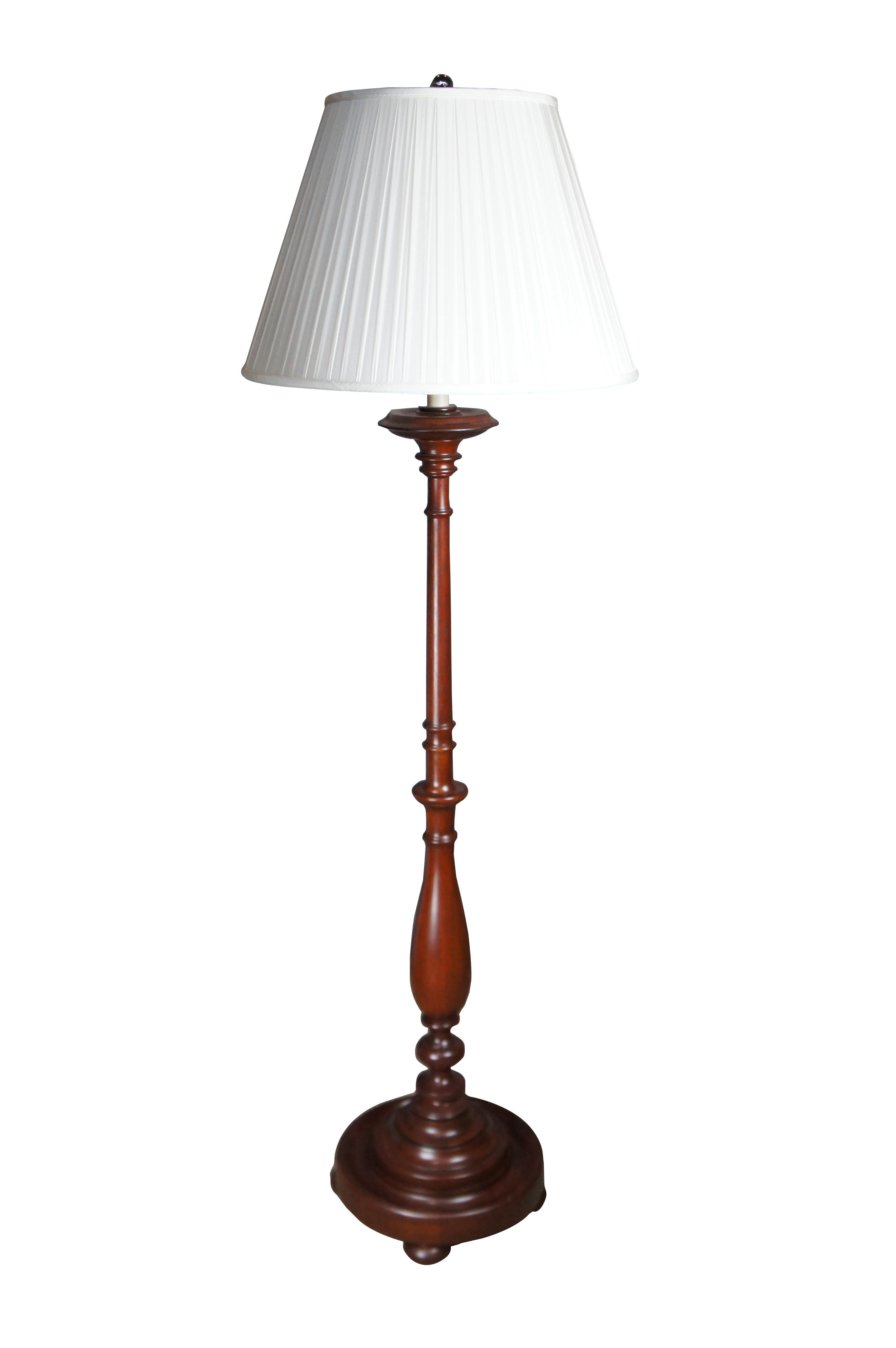 American Colonial Ralph Lauren Traditional Mahogany Candle Stand Floor Lamp Adjustable Height 68