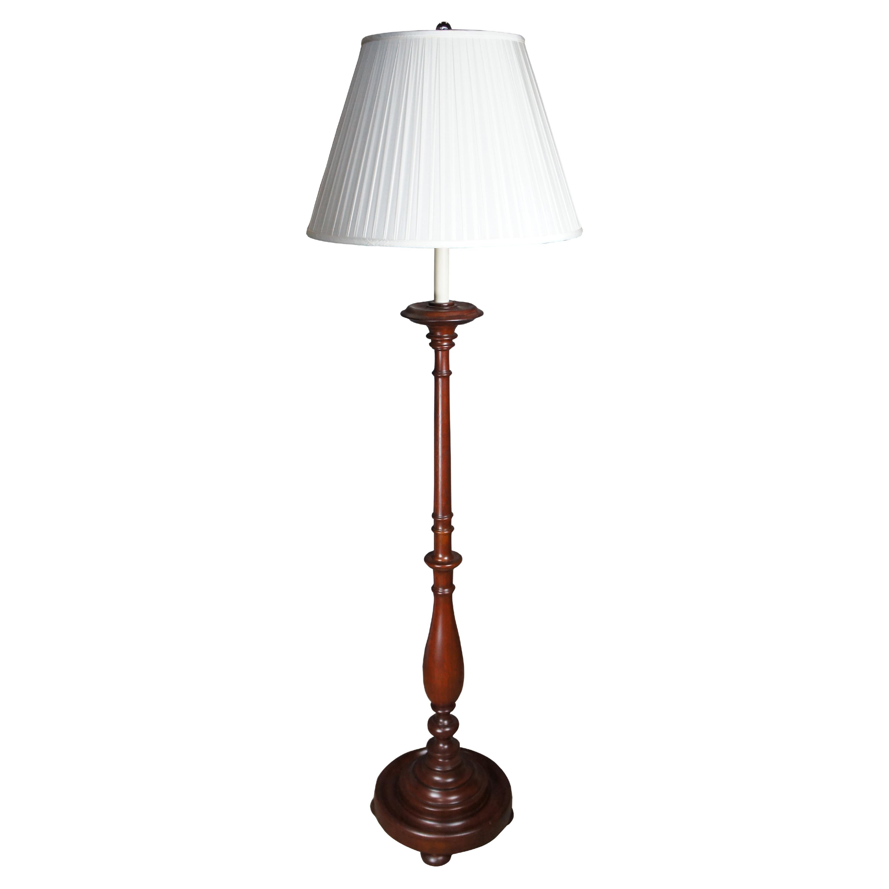 Ralph Lauren Traditional Mahogany Candle Stand Floor Lamp Adjustable Height 68" For Sale