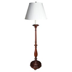 Retro Ralph Lauren Traditional Mahogany Candle Stand Floor Lamp Adjustable Height 68"