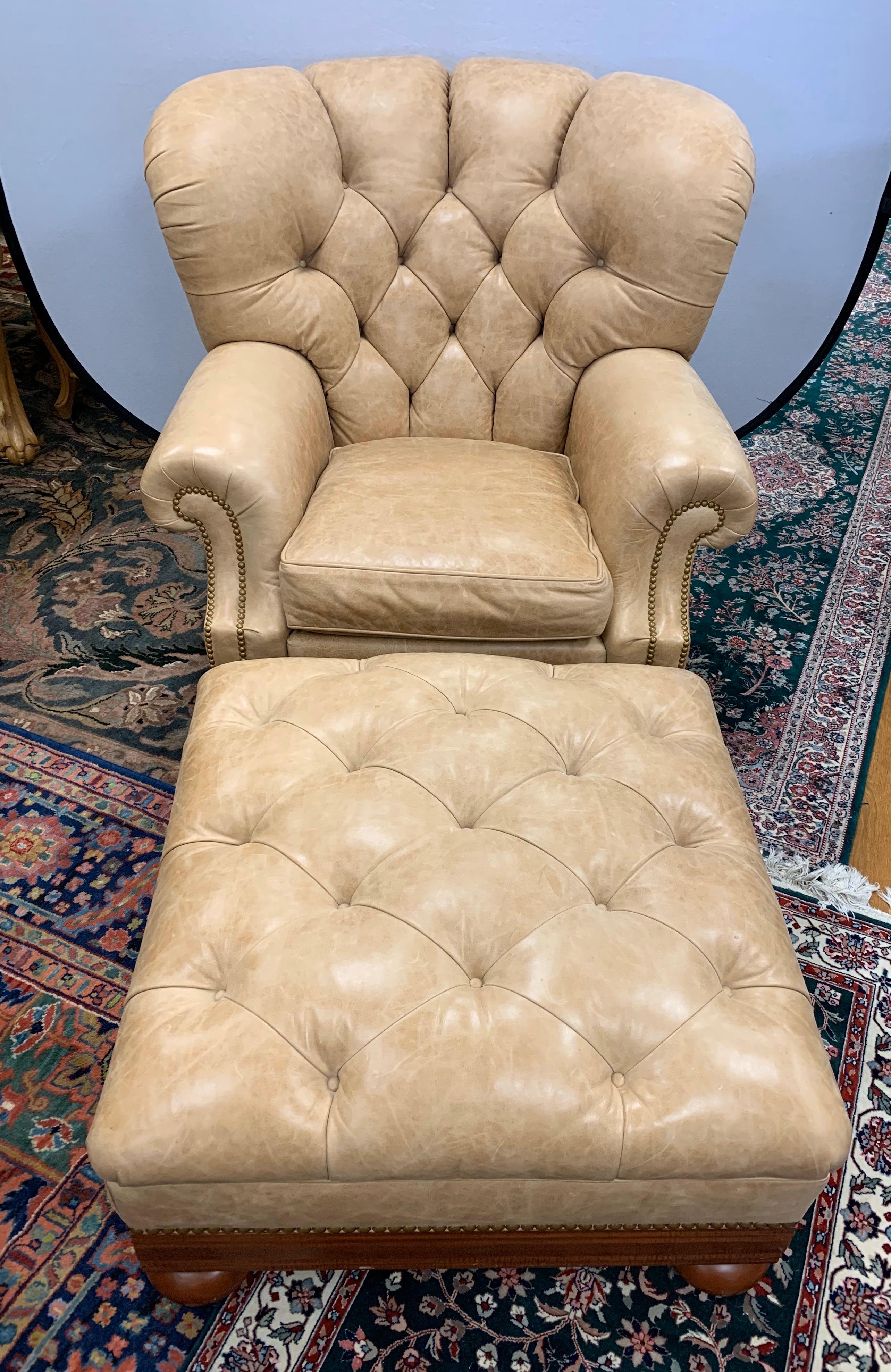 leather reading chair and ottoman