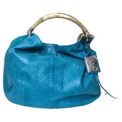 Ralph Lauren Turquoise Python Arm and Shoulder Bag With Bone LIke Top Handle