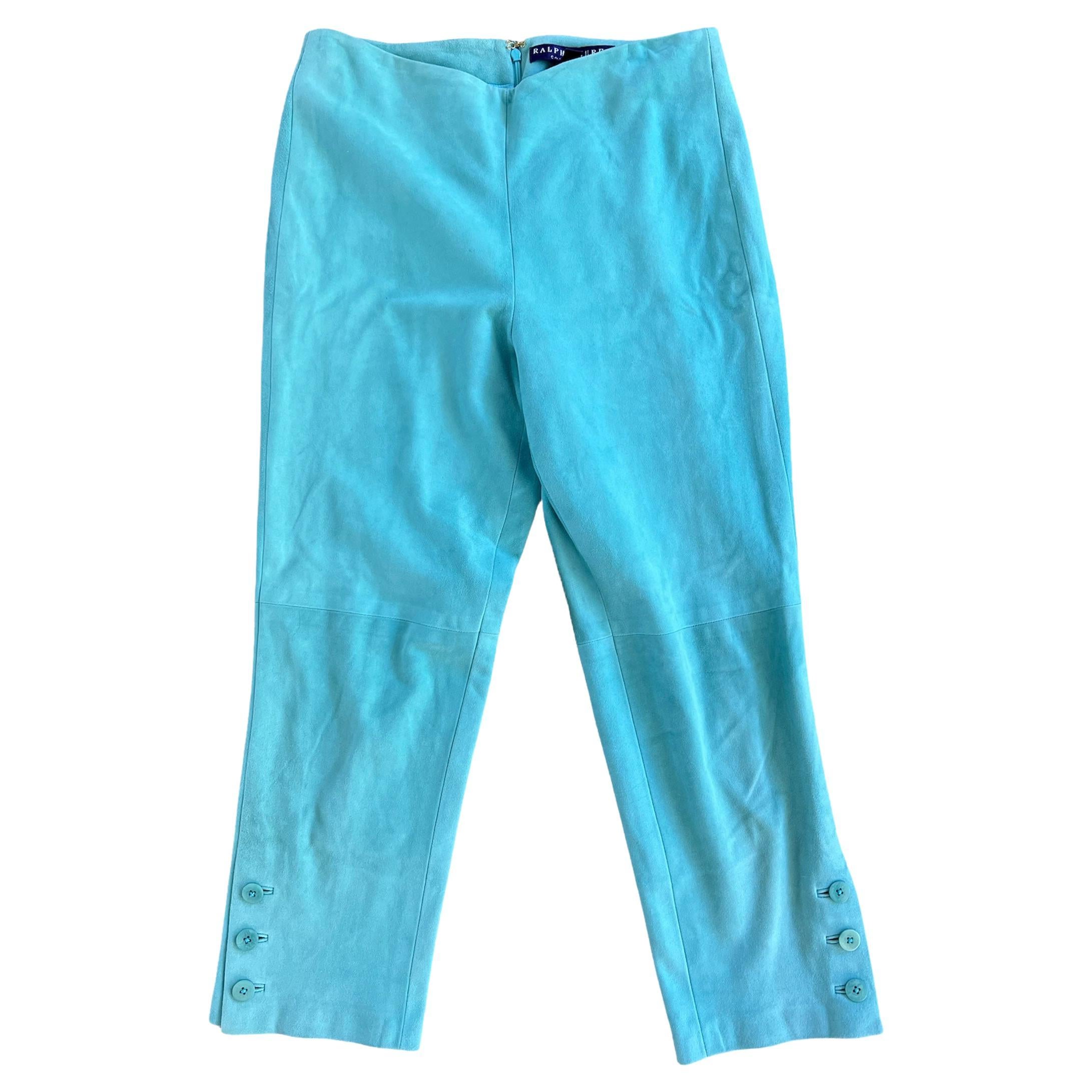 Ralph Lauren Turquoise Suede Capri Pants, Size 9