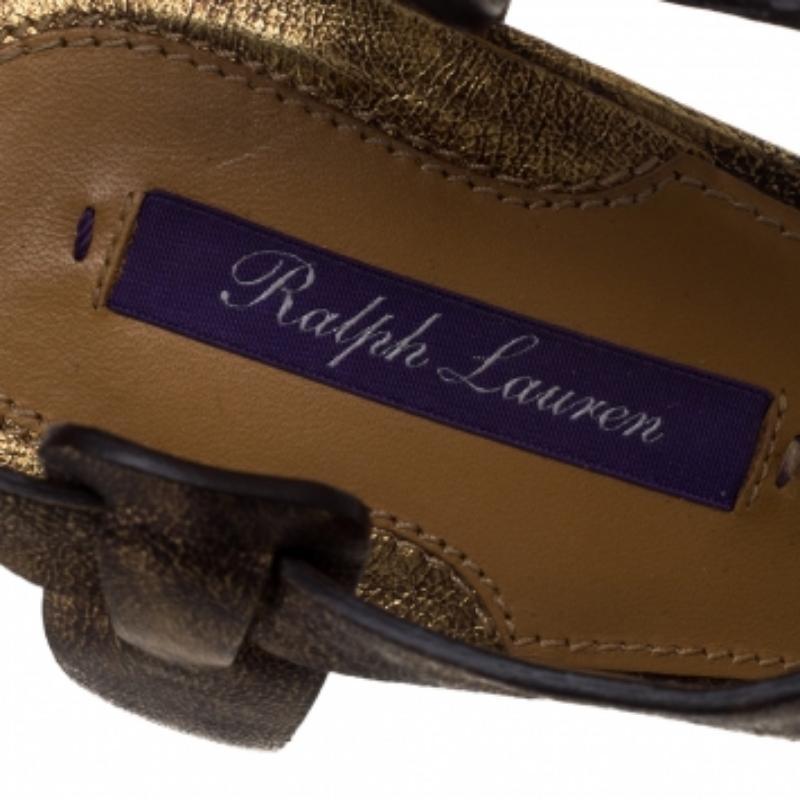 Ralph Lauren Sandali con cinturino alla caviglia con piattaforma Estrid in pelle bicolore misura 39,5 In condizioni buone in vendita a Dubai, Al Qouz 2