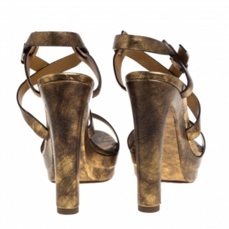 Ralph Lauren Sandali con cinturino alla caviglia con piattaforma Estrid in pelle bicolore misura 39,5 in vendita 1