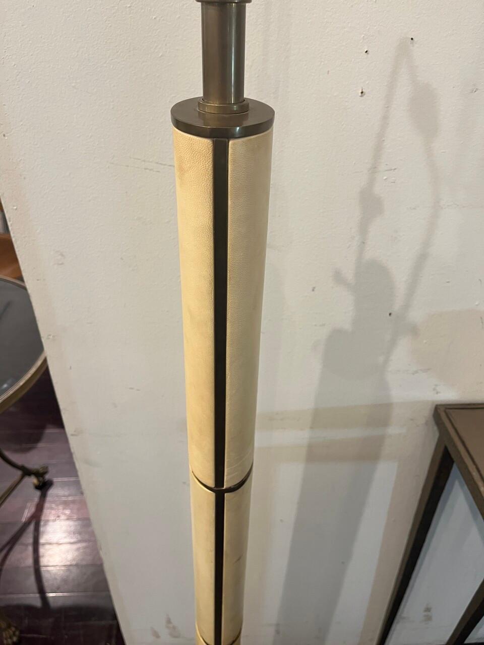 American Ralph Lauren Upper Fifth Floor Leather/ Brass Floor Lamp
