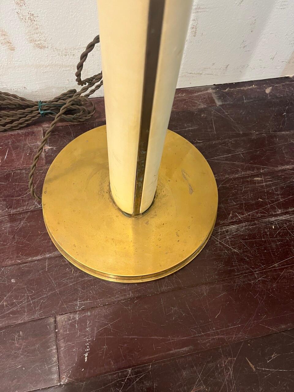 Ralph Lauren Upper Fifth Floor Leather/ Brass Floor Lamp In Good Condition In Houston, TX