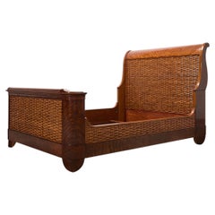 Ralph Lauren Villa America Mahogany Rattan Gondola Sleigh Bed