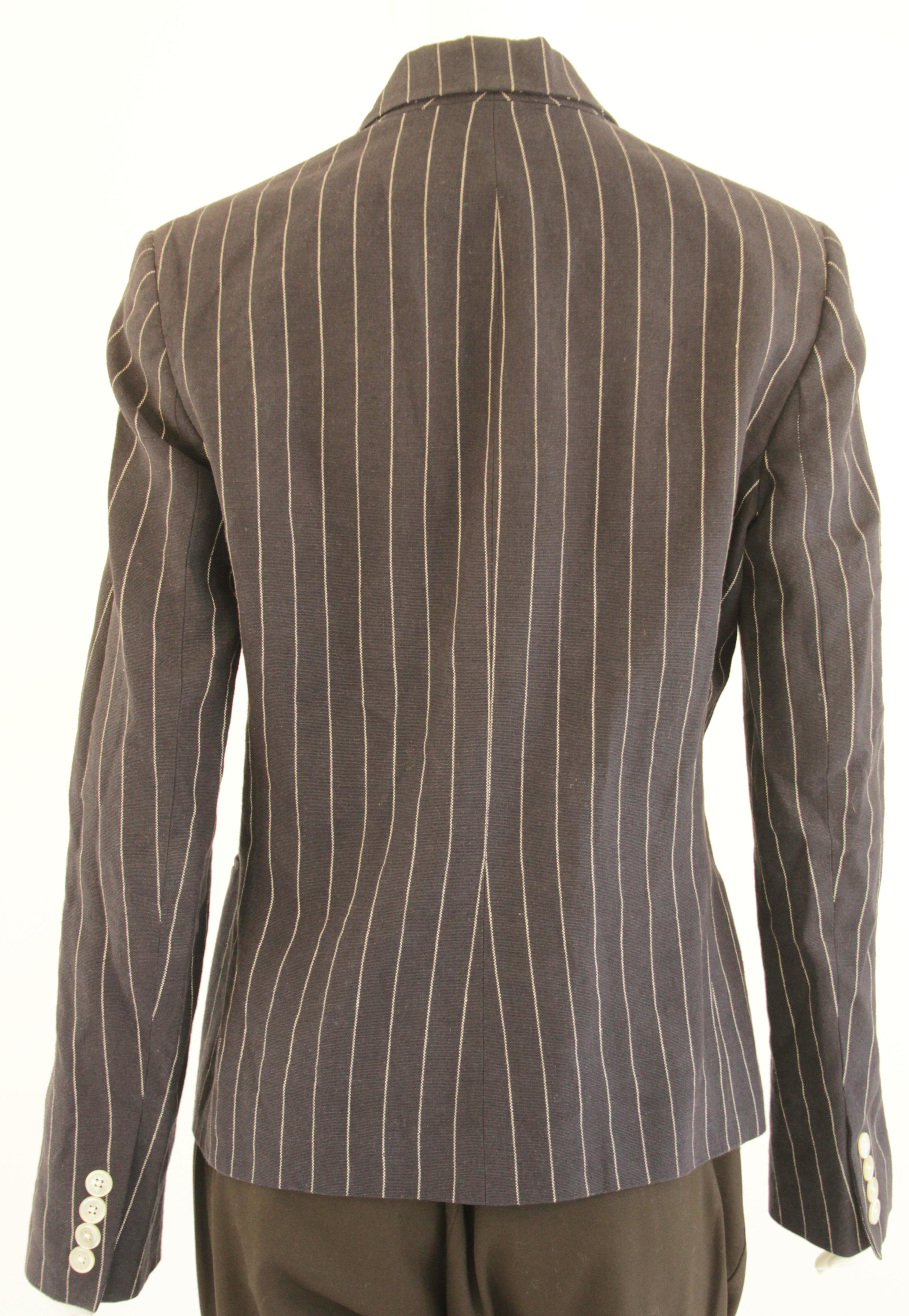 Ralph Lauren Vintage Black and White Pinstripe Blazer For Sale 4