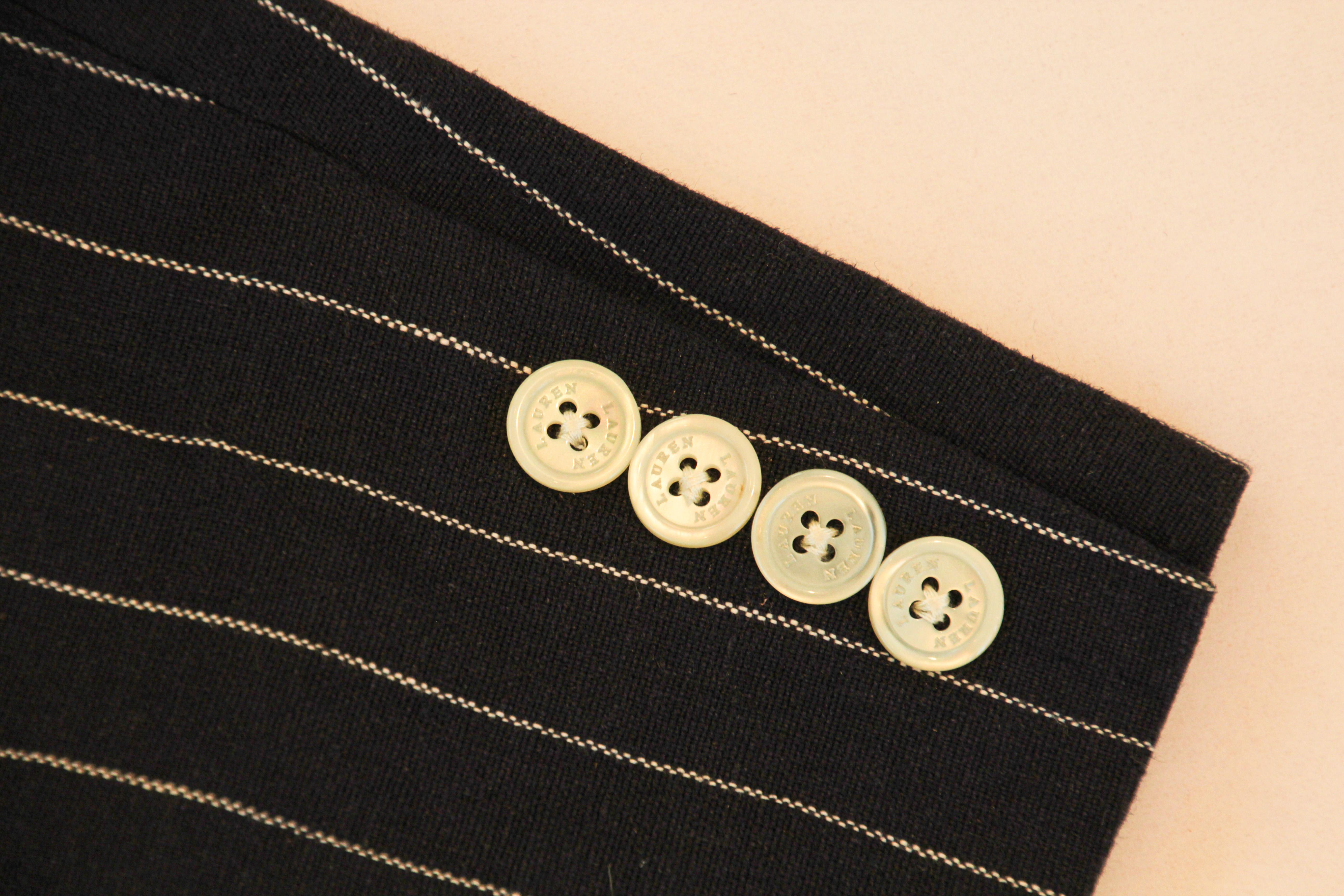 Ralph Lauren Vintage Black and White Pinstripe Blazer For Sale 9