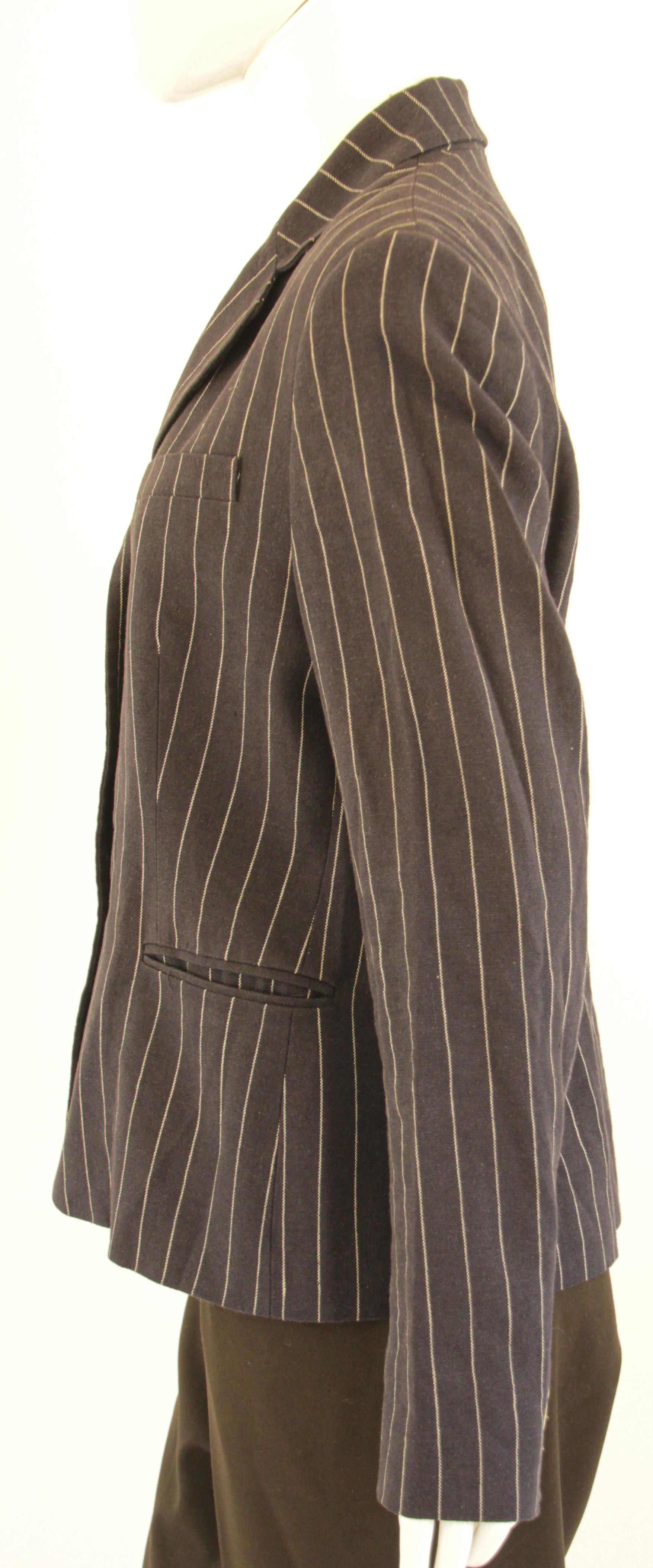 Ralph Lauren Vintage Black and White Pinstripe Blazer For Sale 2