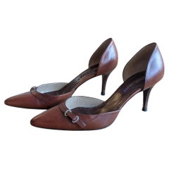 Ralph Lauren Vintage Brown Leather d'Orsay Pumps - Y2K/2000s