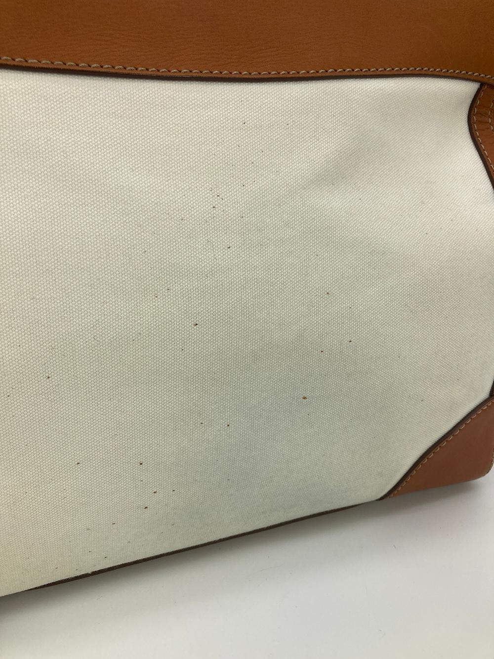 Ralph Lauren Vintage Cream Canvas Tan Leather Rickey Bag For Sale 5