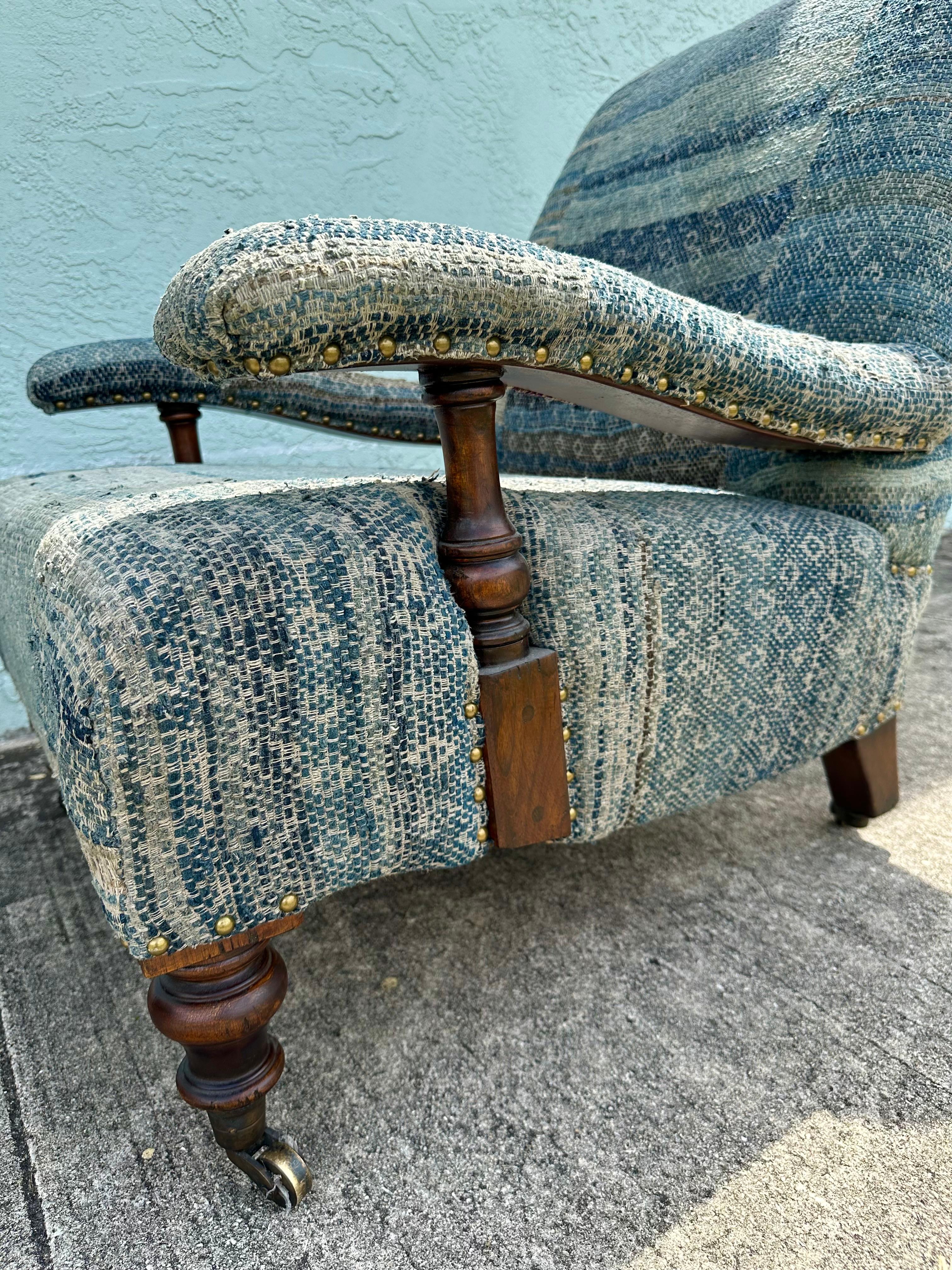 Ralph Lauren Castors Vintage Style Patchwork Indigo Blue Chairs, Set of 2 6