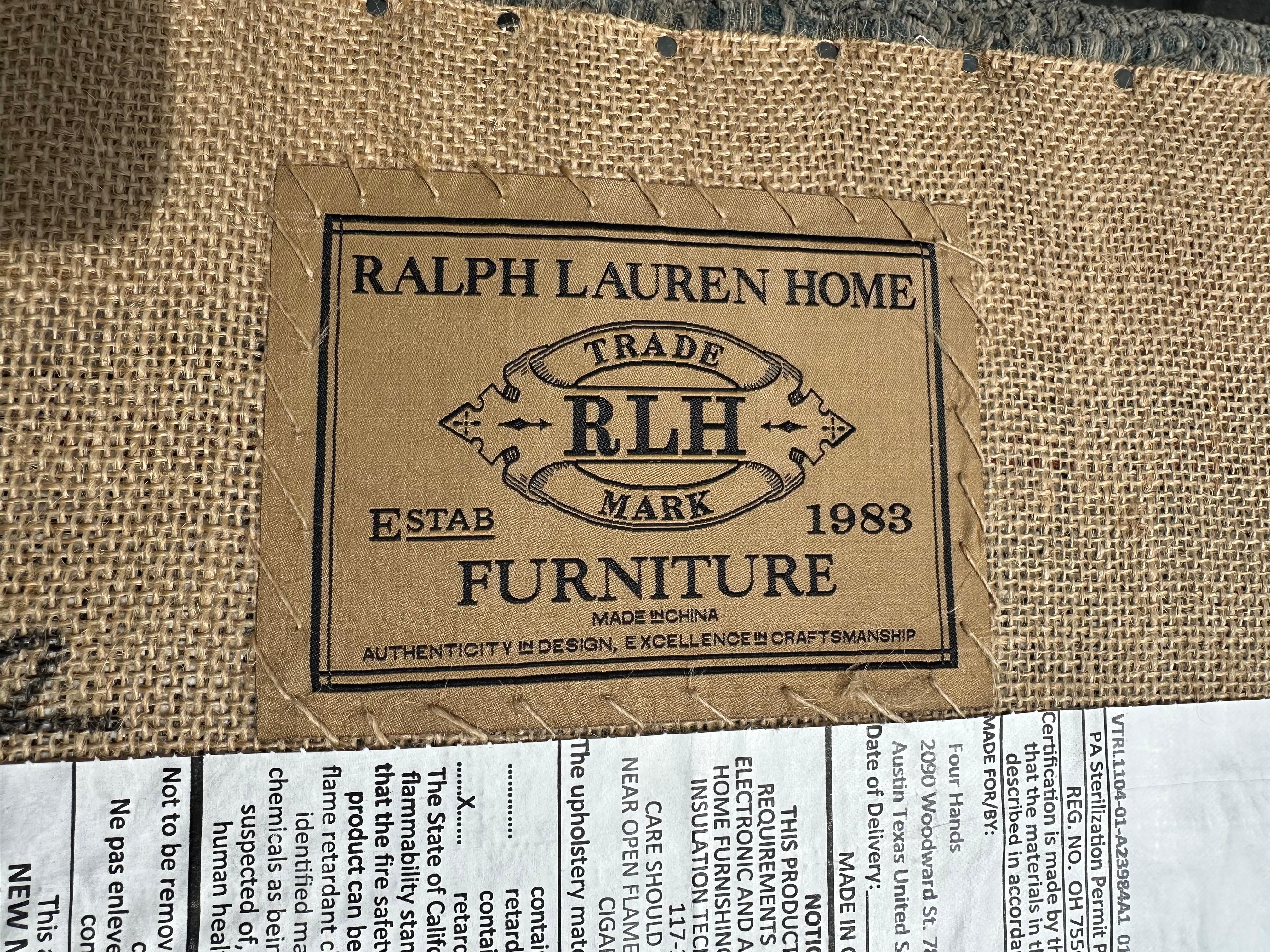 Ralph Lauren Castors Vintage Style Patchwork Indigo Blue Chairs, Set of 2 12