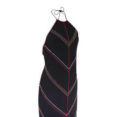 Ralph Lauren Vintage Halter Beaded Long Black Dress Purple Label