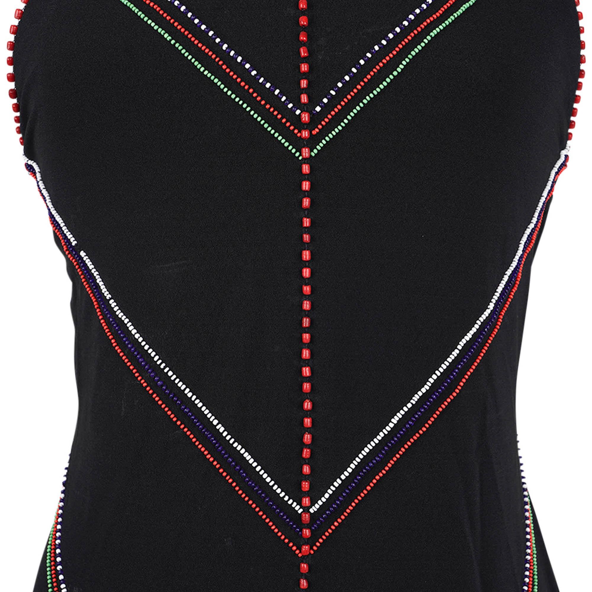 Ralph Lauren Vintage Halter Perlen Langes Schwarzes Kleid Purple Label im Angebot 3