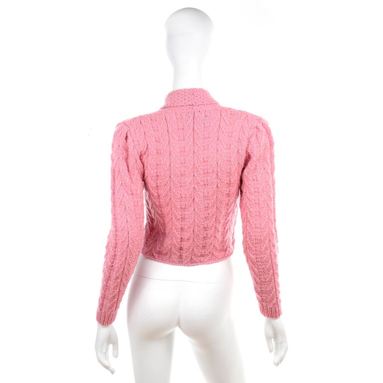 Vintage 90’s light pink wool knit cardigan top