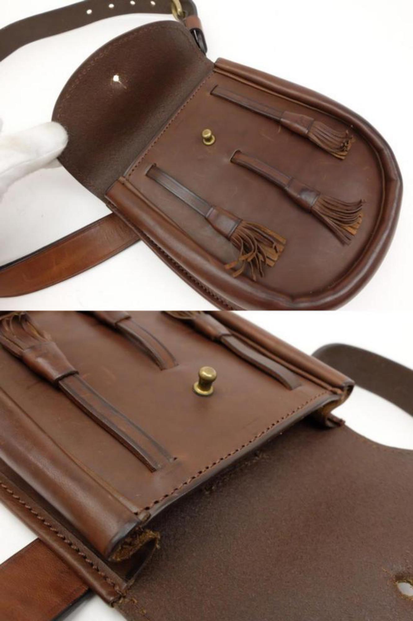 Ralph Lauren Waist Pouch Fanny Pack Bum 231328 Brown Leather Cross Body Bag For Sale 4