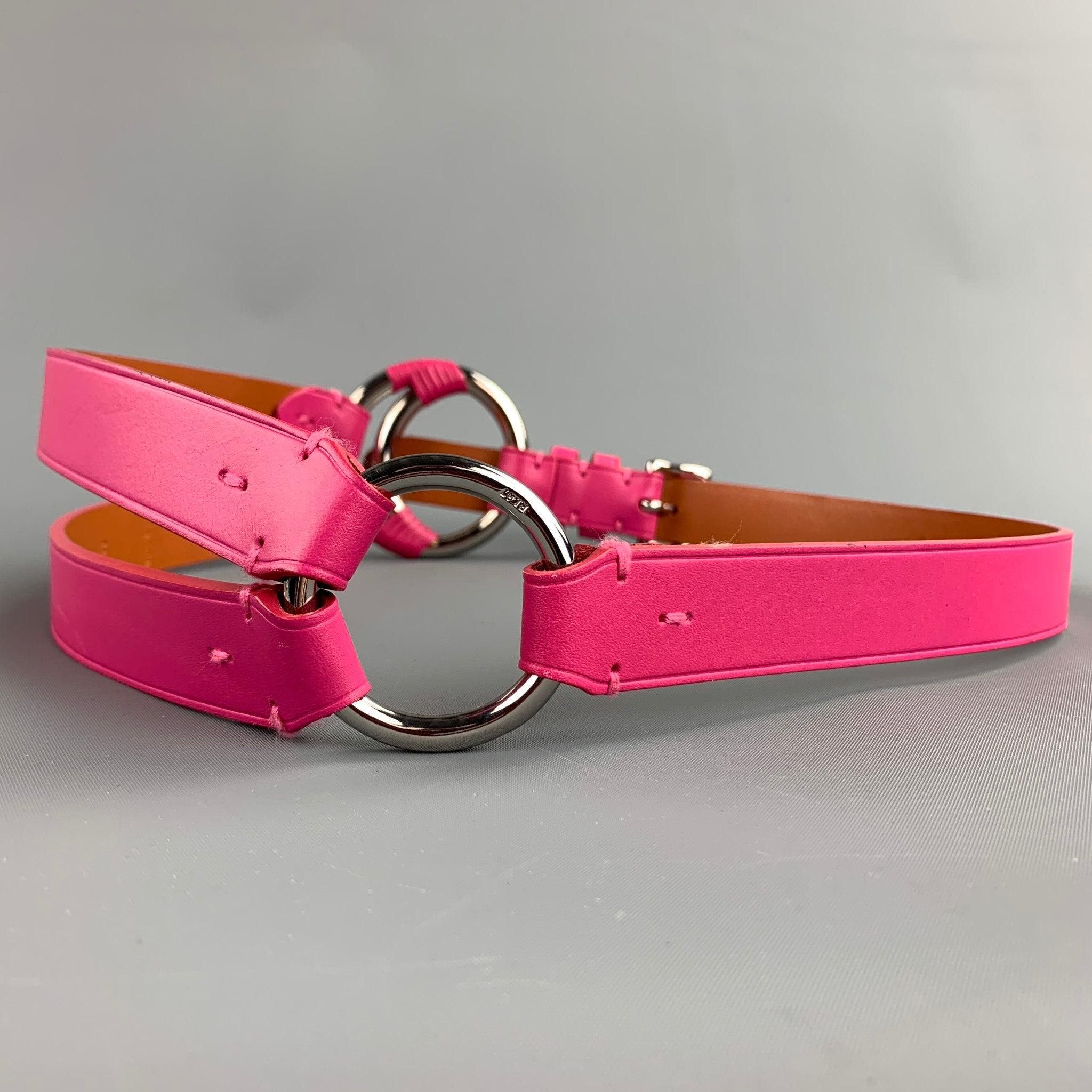 RALPH LAUREN Waist Size M Pink Leather Belt In Good Condition For Sale In San Francisco, CA