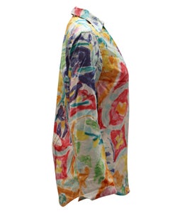 Top a tunica Ralph Lauren in cotone multicolore effetto acquerello