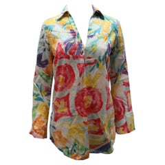 Top a tunica Ralph Lauren in cotone multicolore effetto acquerello