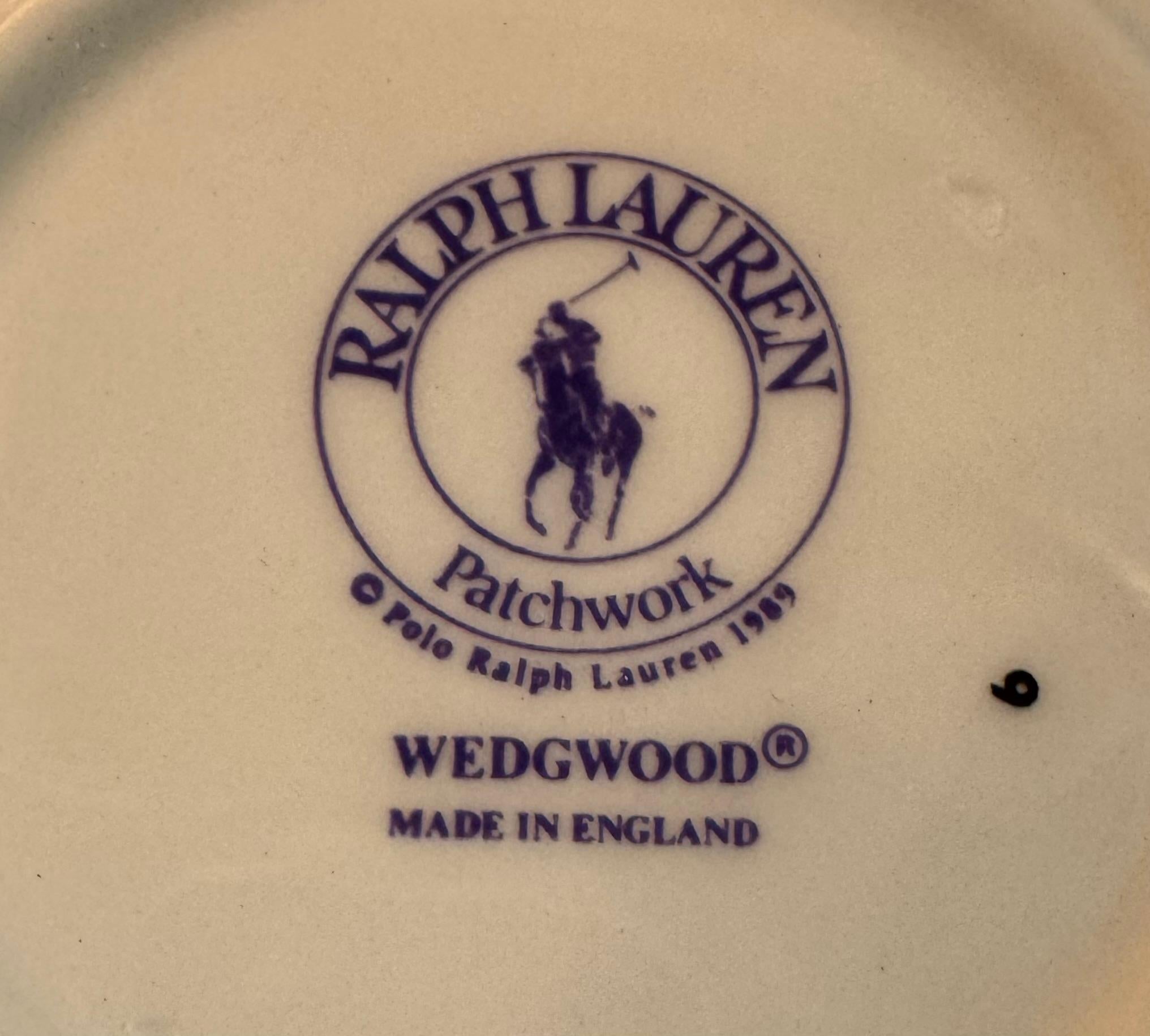 Ralph Lauren Wedgwood Patchwork Cup & Saucer set ~ 4 pieces In Good Condition For Sale In New York, NY