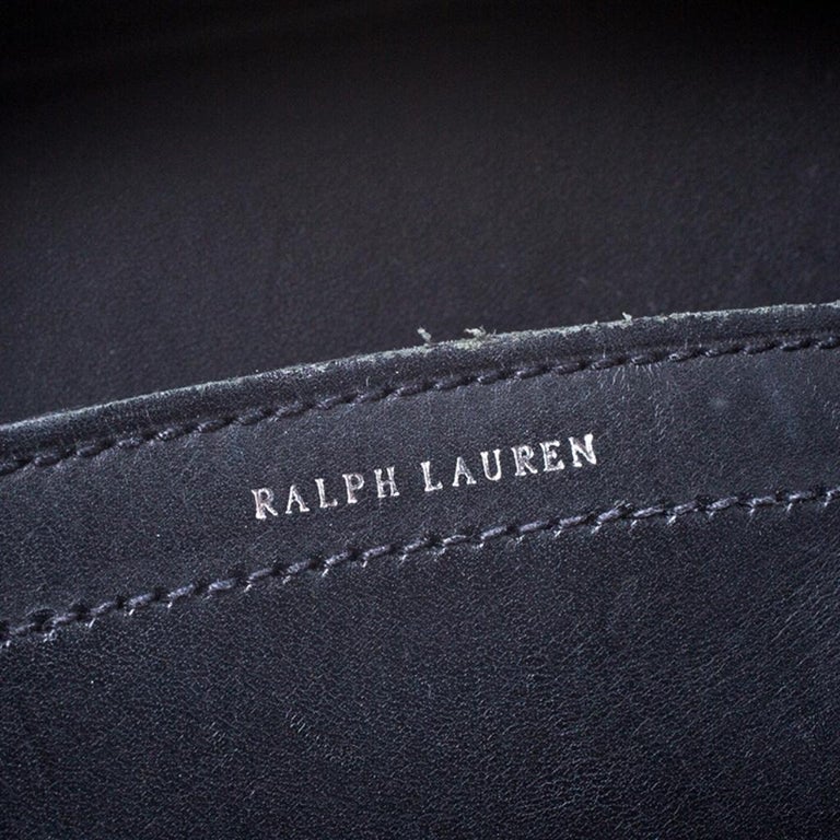 Ralph Lauren Purple Label, Bags, Rare Ralph Lauren Collection Ricky 33 Black  White Stripe Canvas Leather Tote Bag