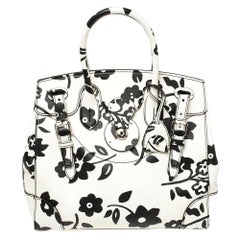 Ralph Lauren Fourre-tout Ricky en cuir souple imprimé floral blanc/noir