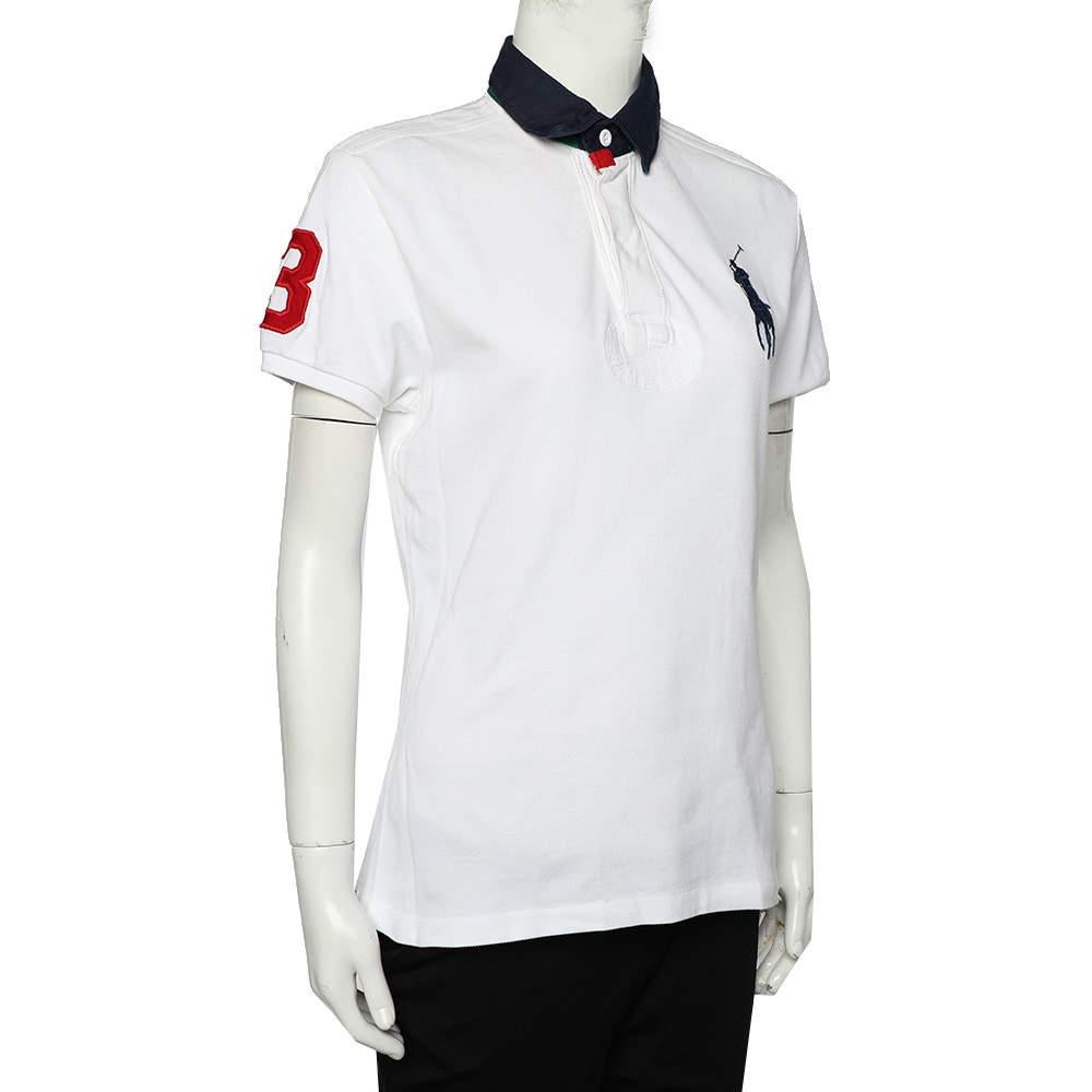 If you want to look stylish and dress casually without putting in too much effort this Ralph Lauren polo t shirt is the answer Made from cotton in a white shade the famous creation is completed with a contrasting collar and signature details. Style