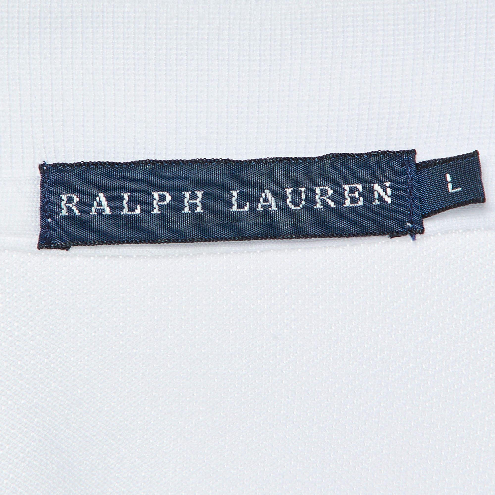 Polo Ralph Lauren Blanco Algodón Piqué Logotipo Adornado L en Excelente estado para la venta en Dubai, Al Qouz 2