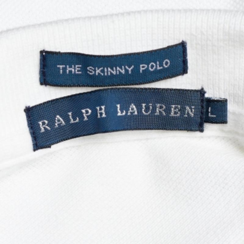 Ralph Lauren Weißes Pique-Polo-T-Shirt aus Baumwolle, L im Zustand „Relativ gut“ im Angebot in Dubai, Al Qouz 2