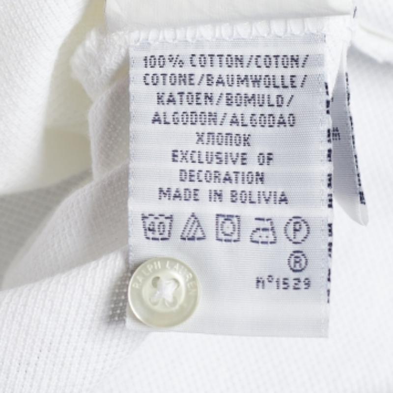 Ralph Lauren Weißes Pique-Polo-T-Shirt aus Baumwolle, L Damen im Angebot