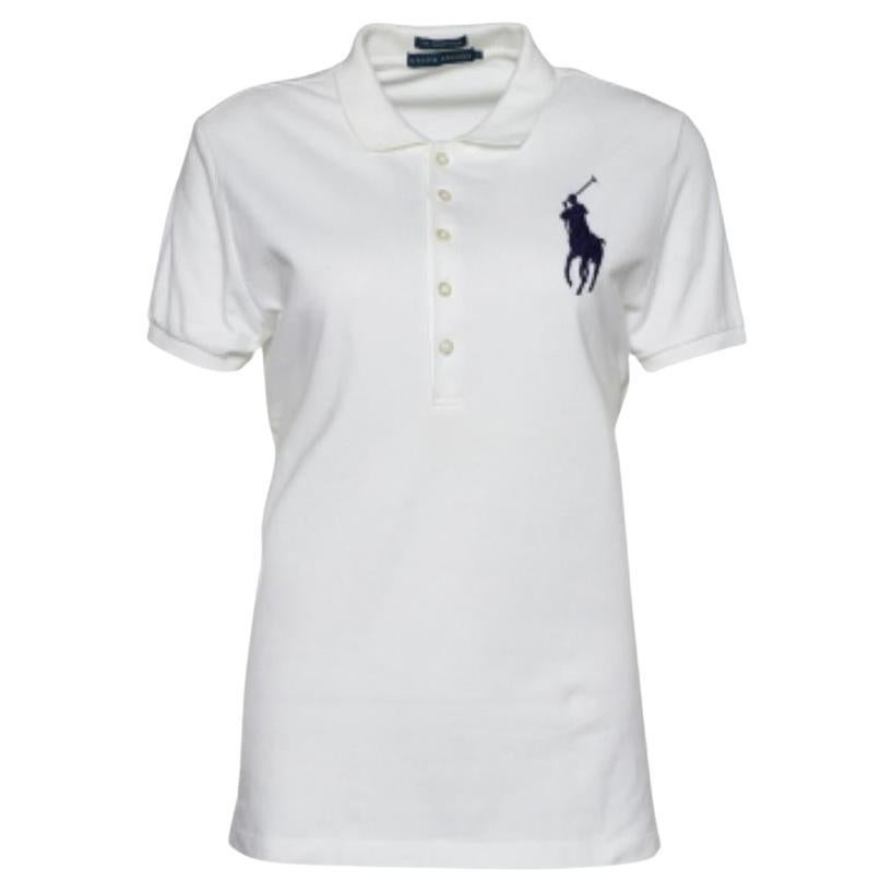 Ralph Lauren Weißes Pique-Polo-T-Shirt aus Baumwolle, L