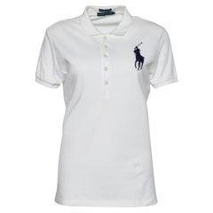 Ralph Lauren Weißes Pique-Polo-T-Shirt aus Baumwolle, L