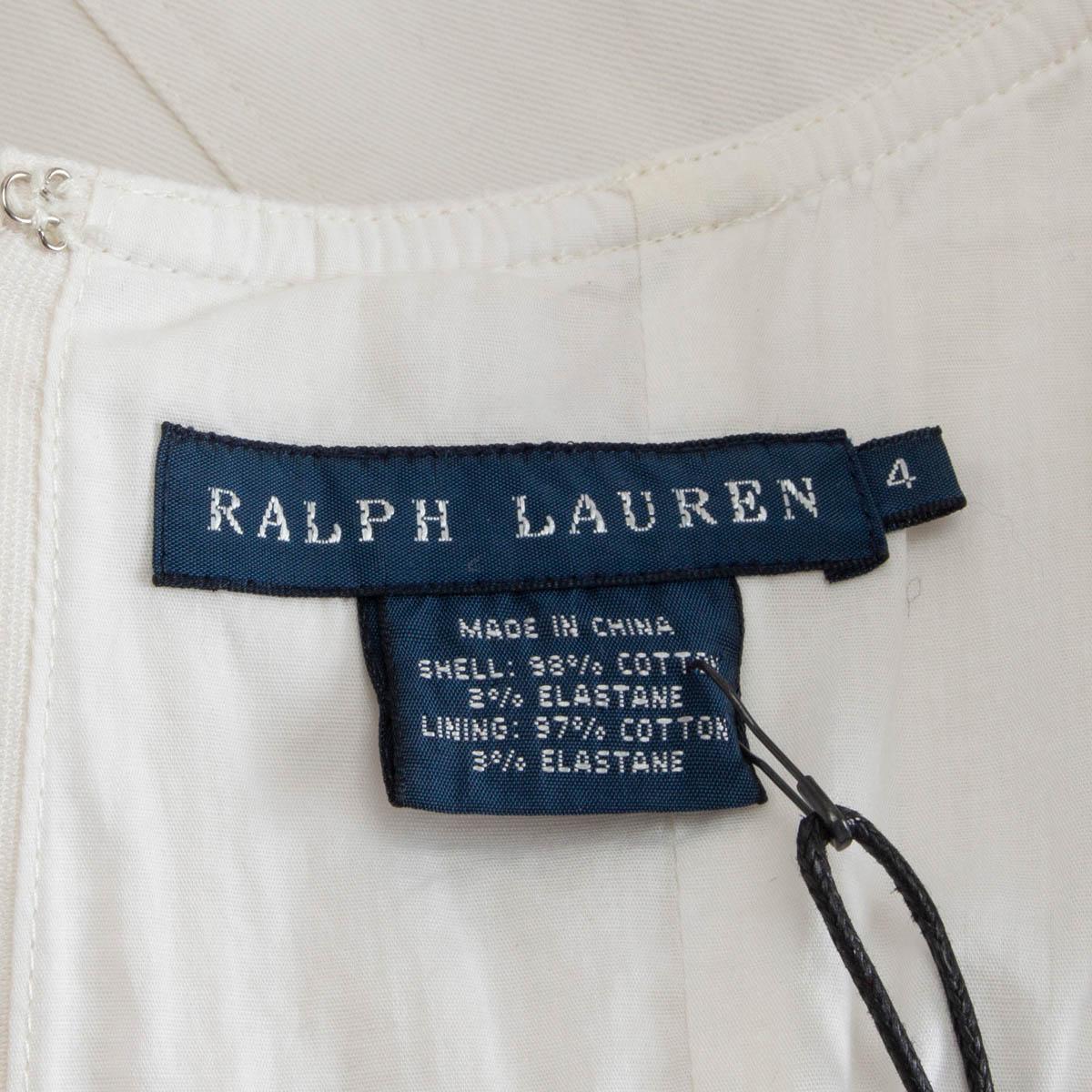 Gray RALPH LAUREN white cotton PLEATED Sleeveless FLARED Dress 4 XS - S
