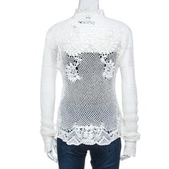 Ralph Lauren White Crochet Hand Knitted Cardigan M