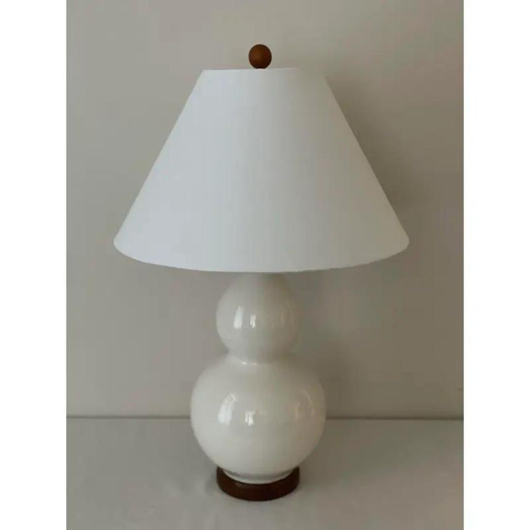 Ralph Lauren Weiß glasierte Keramik-Krakel-Doppelkürbis- Ingwerglas-Lampen aus Keramik - ein Paar 3