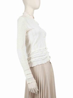 Ralph Lauren White Knit Ruffle Trim Cardigan Size M