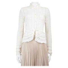 Ralph Lauren White Knit Ruffle Trim Cardigan Size M