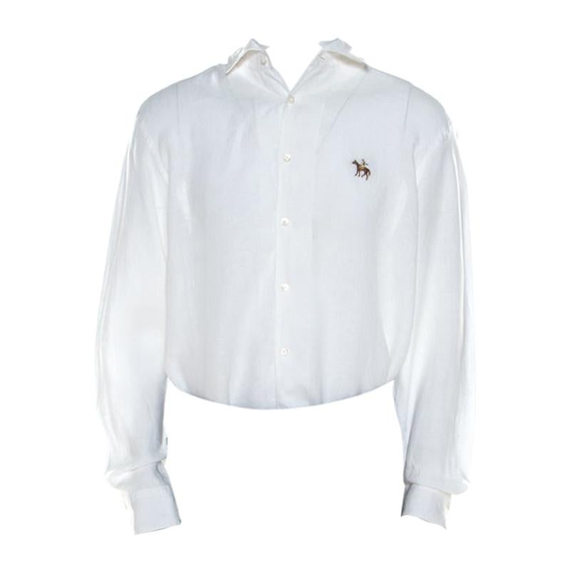Ralph Lauren White Linen Long Sleeve Button Front Shirt XXL