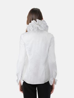 Ralph Lauren White Shirt Ruffle Collar Trim Taille S