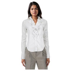 Ralph Lauren Camisa blanca de manga larga con volantes Talla S