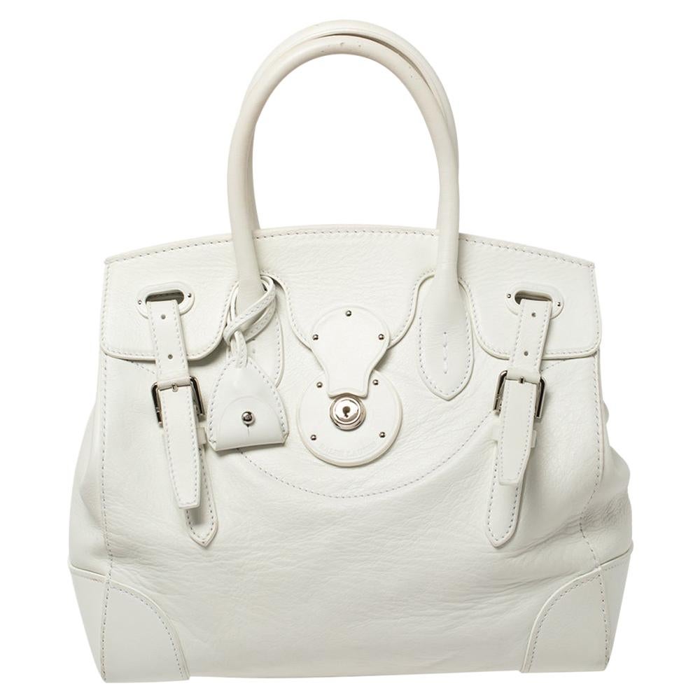 Ralph Lauren White Soft Leather Ricky Tote