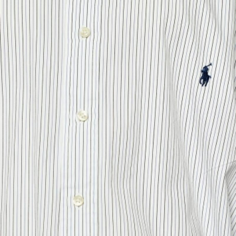 Ralph Lauren - Camicia in cotone a righe bianche con bottoni sul davanti 3XB in vendita 1