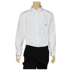 Ralph Lauren - Camicia in cotone a righe bianche con bottoni sul davanti 3XB