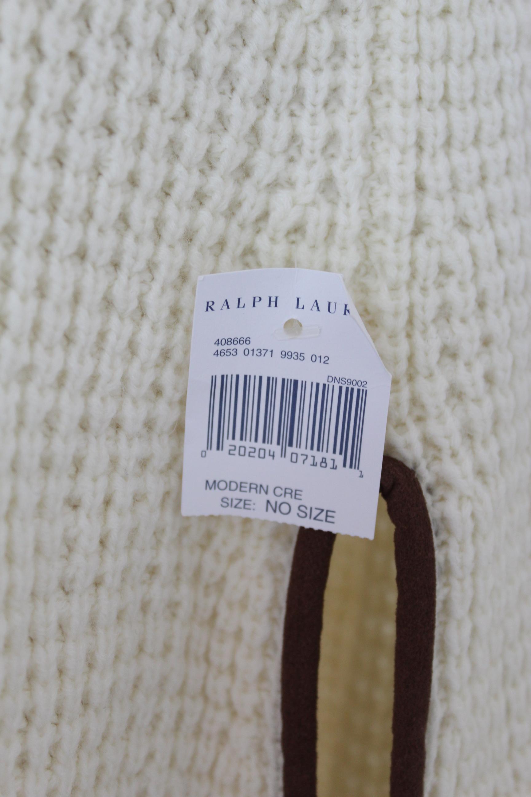 Women's Ralph Lauren White Wool High Collar Sweater Cape Poncho 